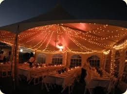 Golden Canopy Lighting for a tent celebration
