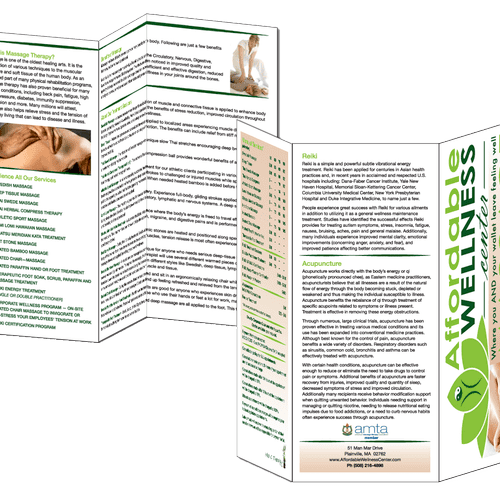 Massage brochure design for Affordable Wellness Ce