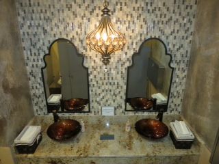 Global Inspired Bathroom. Double Bowl Vanity