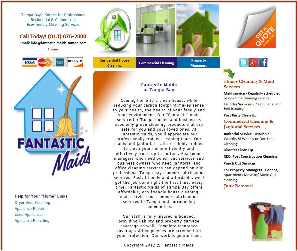 Small business web design for cleaning and service