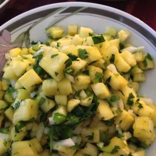 Pineapple Salsa goes best with either carnitas or 