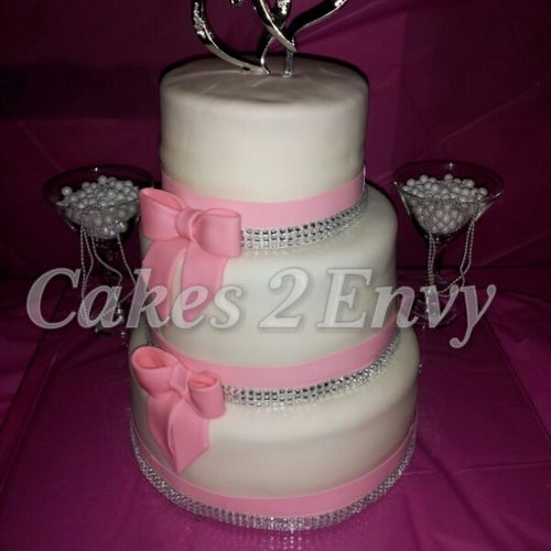 Pink and Bling Wedding Cake
