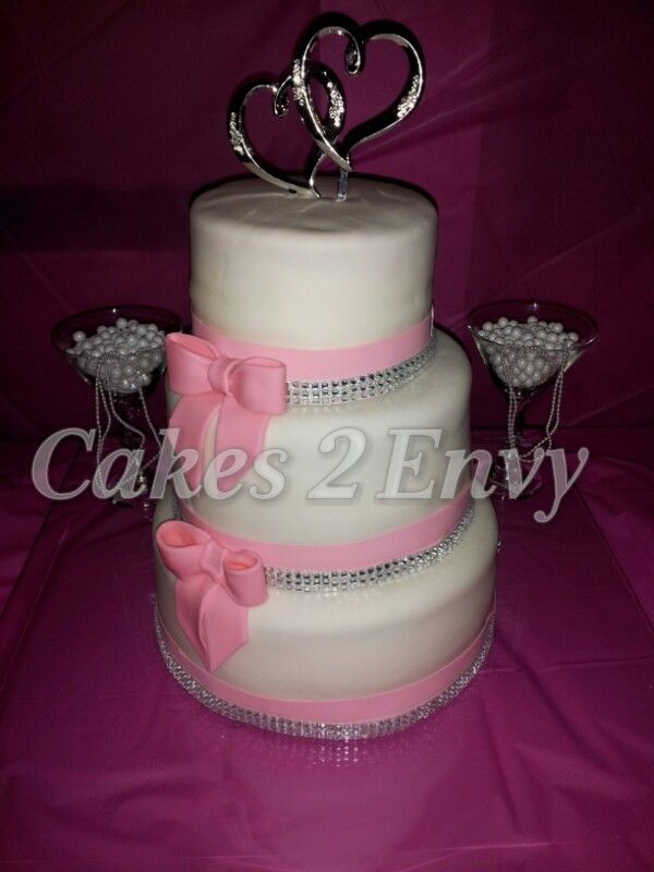 Pink and Bling Wedding Cake