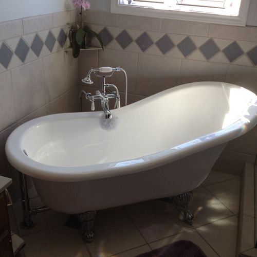 Claw foot tub and tile installations