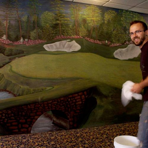 Chalk mural at local golf course country club