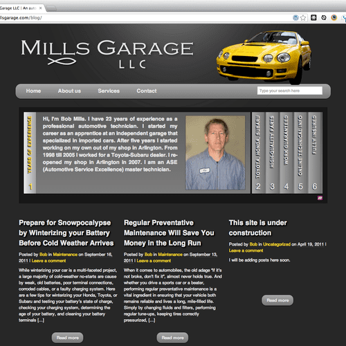Custom design and development for Mills Garage, LL