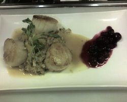 Pan seared Sea Scallops in a Amaretto butter sauce