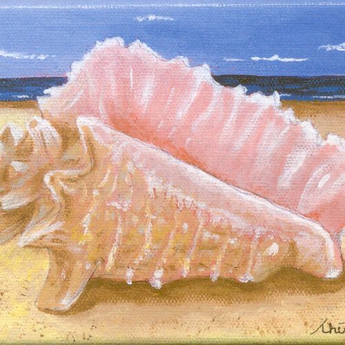 Goddess Shell, Acrylic painting on canvas