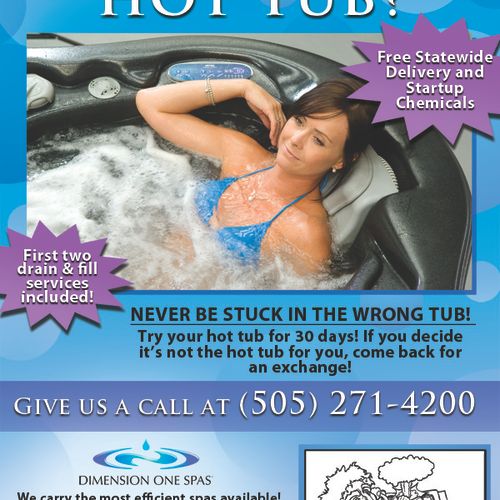 Full-page theatre program ad for Hot Tubs Albuquer