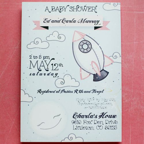 Custom Baby Shower Invitation. Rocket Baby theme