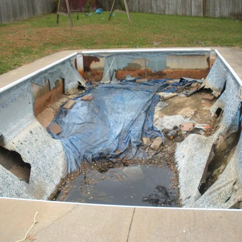 Swimming pool in poor repair