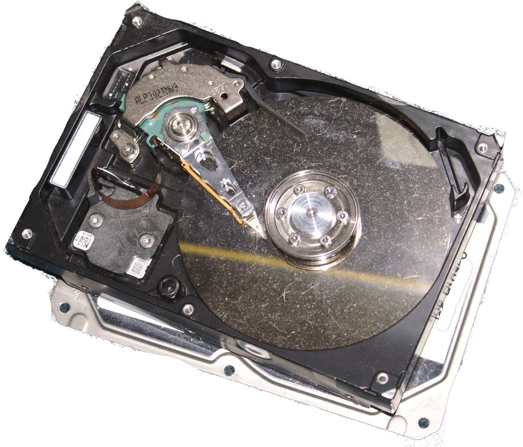 Inside a hard disk.