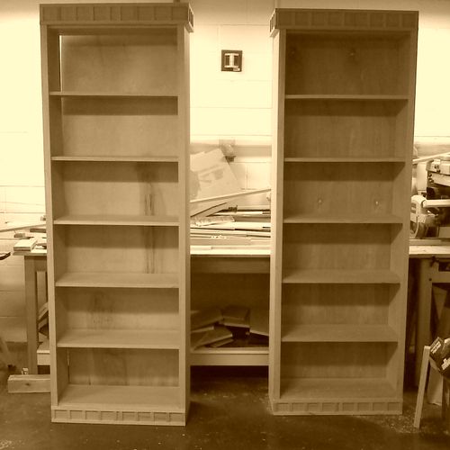 Custom, oak bookshelves unfinished
