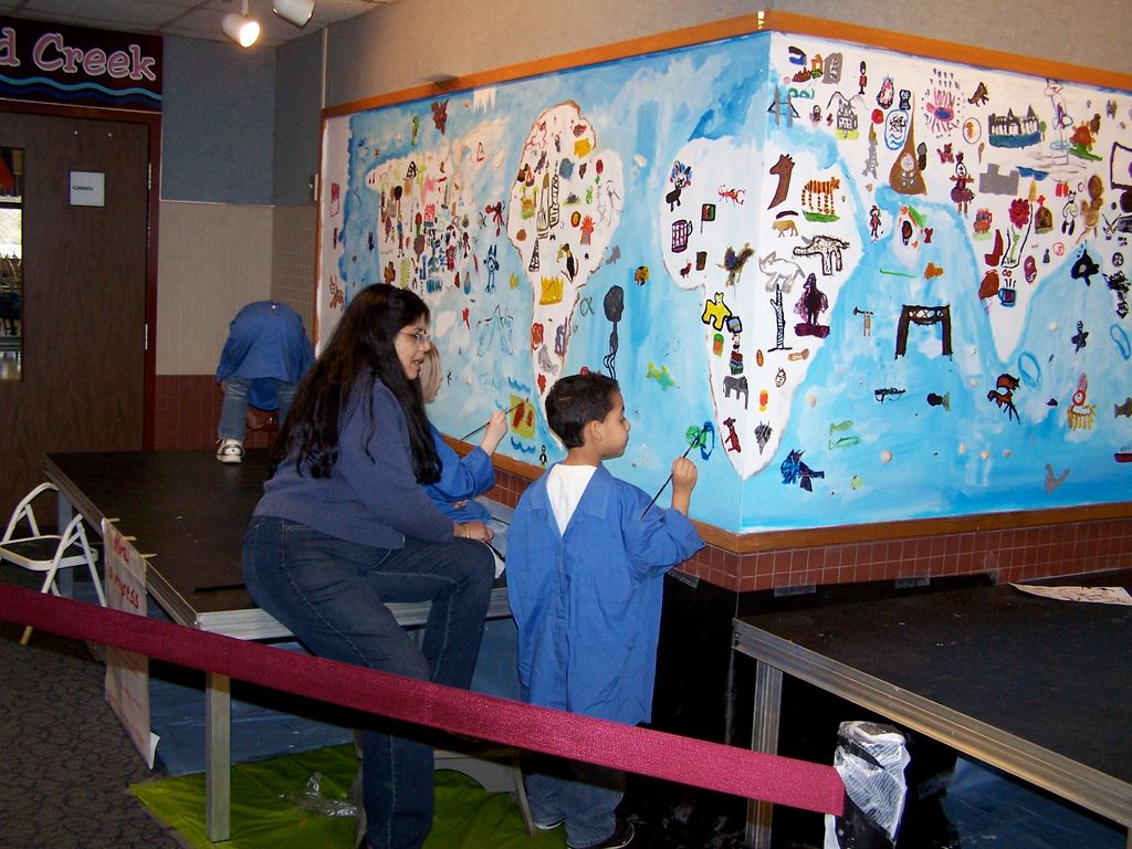 Work in progress, wall mural with students assigne