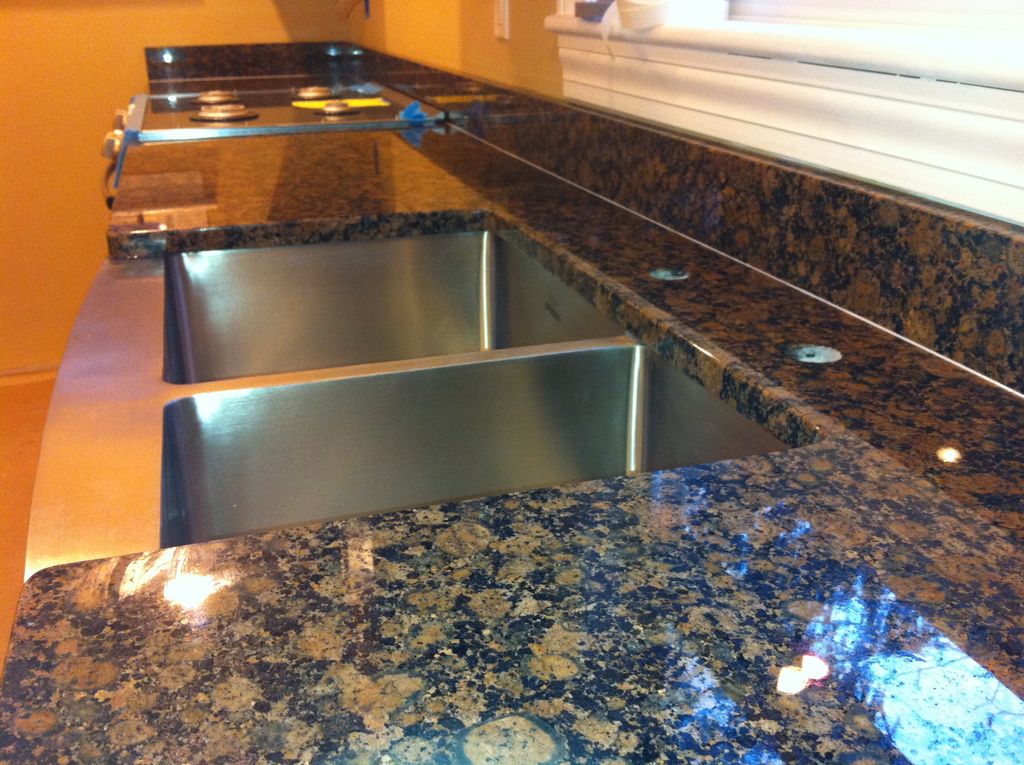 Baltic Brown with farm sink.