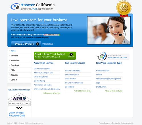 Answering Services  Web Design
Over 7,000 Customer