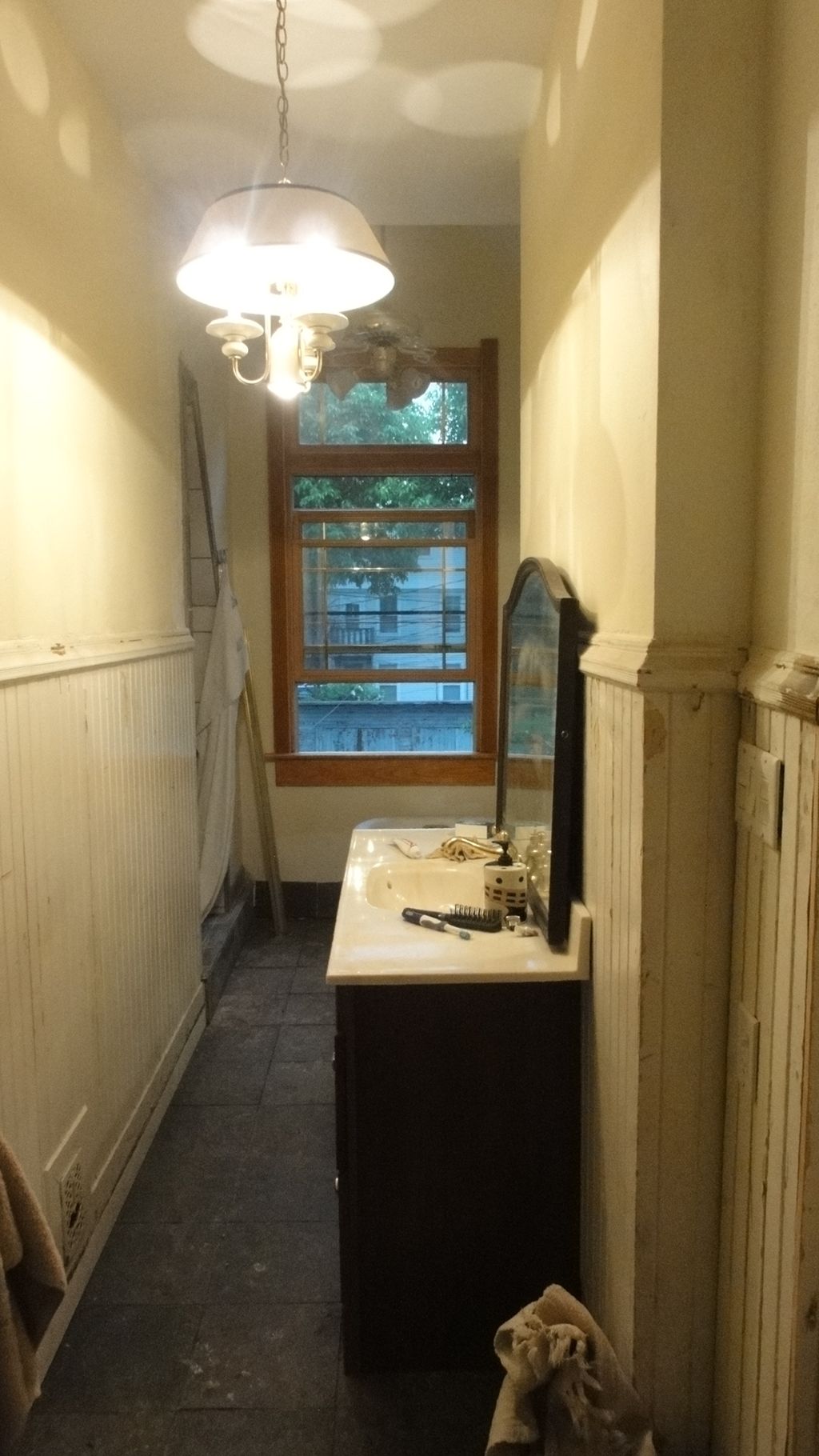 Shower and bath.  19th century home