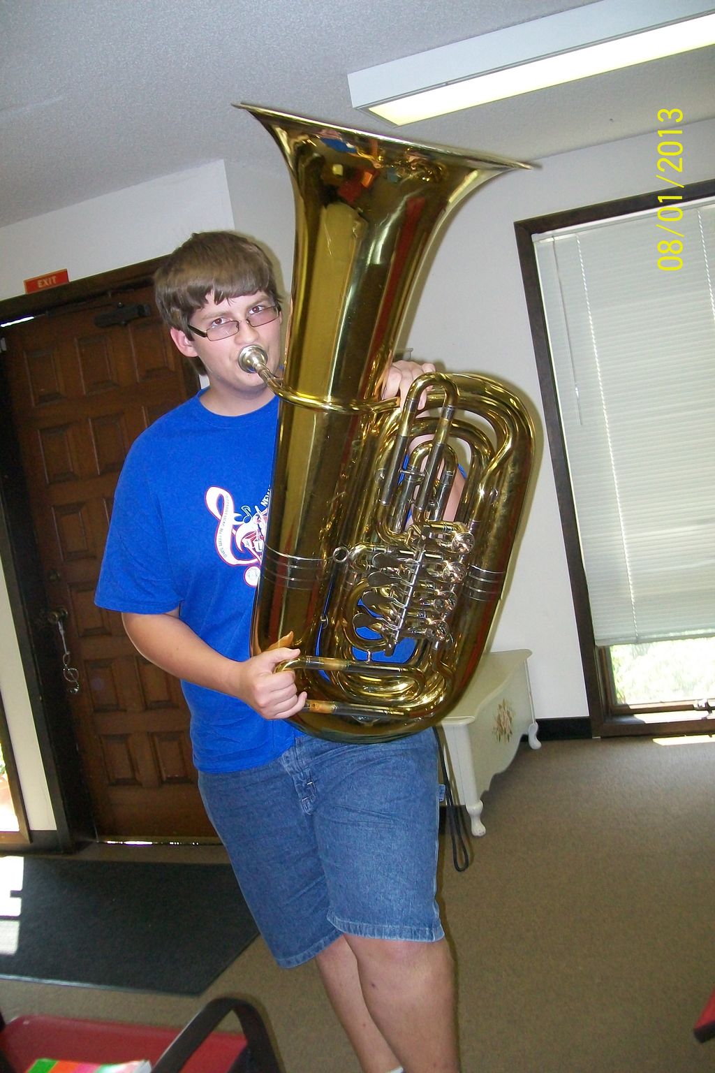 Tuba student has to be full of air!