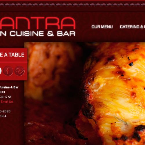 Website for Mantra Indian Cuisine & Bar