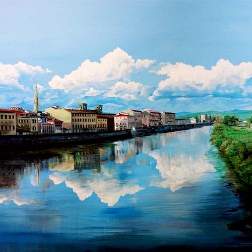 Painting of a river landscape created by Piero Man