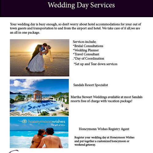 Honeymoon packages and destination weddings.