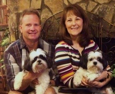 Barry, Leslie and their fur kids, Baxter and Capon