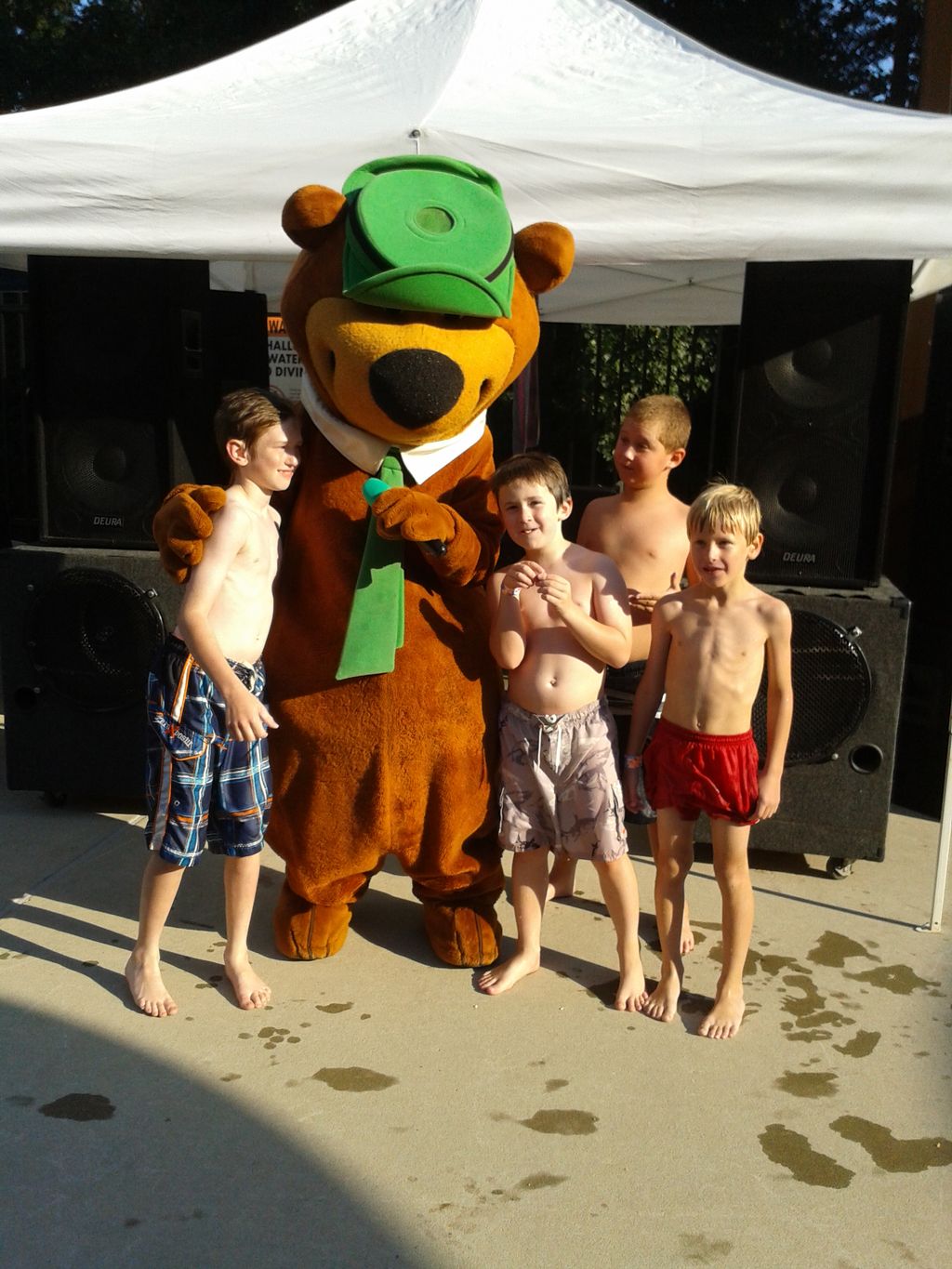 Yogi Bear celebrating with the birthday boy!  This
