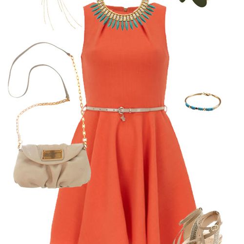Summer wardrobe coordinate idea in orange and tren