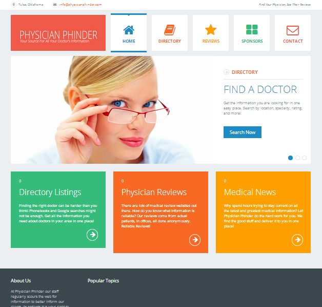 Website designed for a Medical Directory.