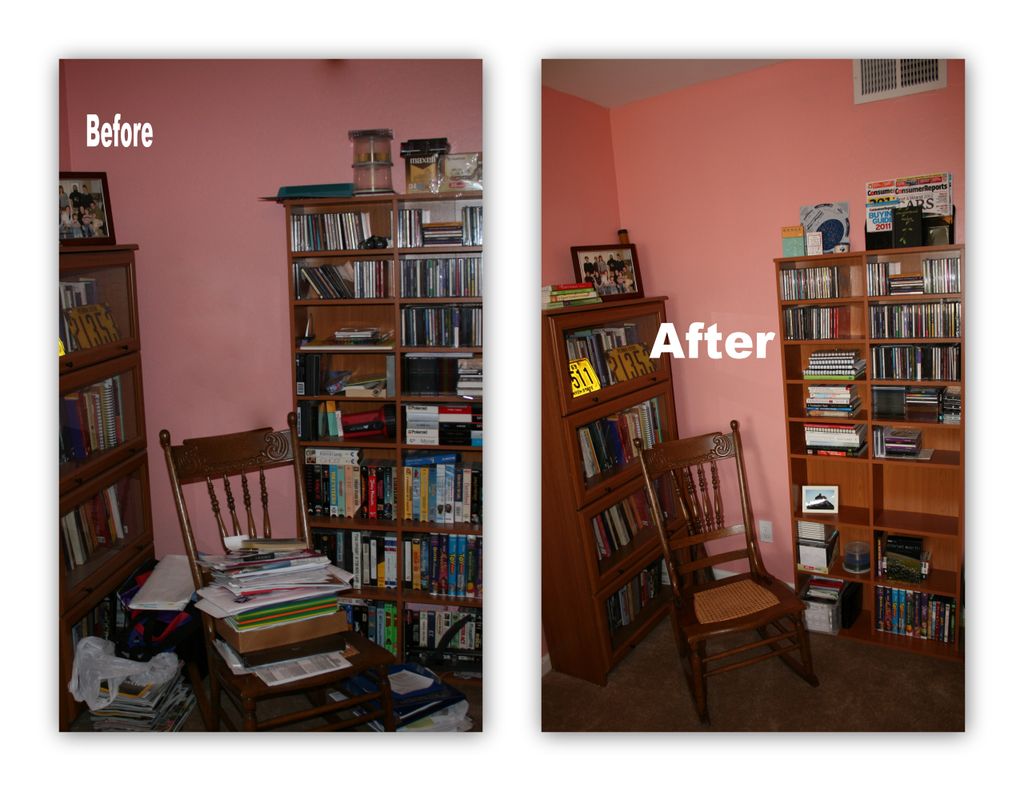 Home office before and after photograph