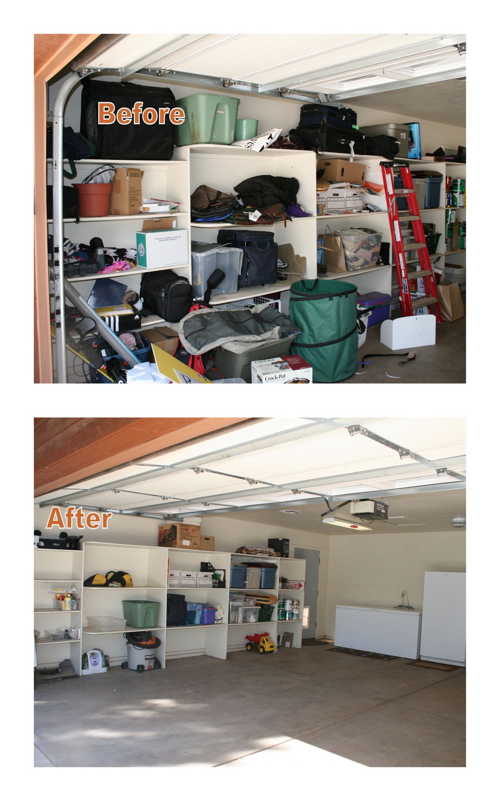 Garage before and after photograph