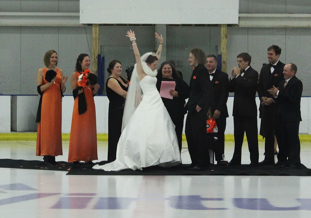 Married on Center Ice at Flyers Skate Zone.  This 