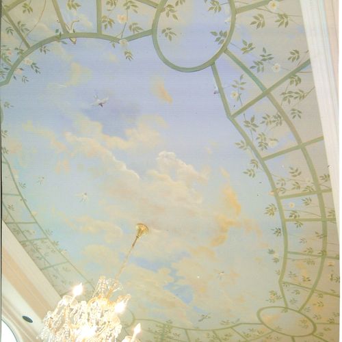 A 12' x 16' Ceiling Mural on Canvas, installed ove