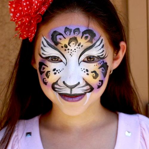 Full face leopard face paint makeup