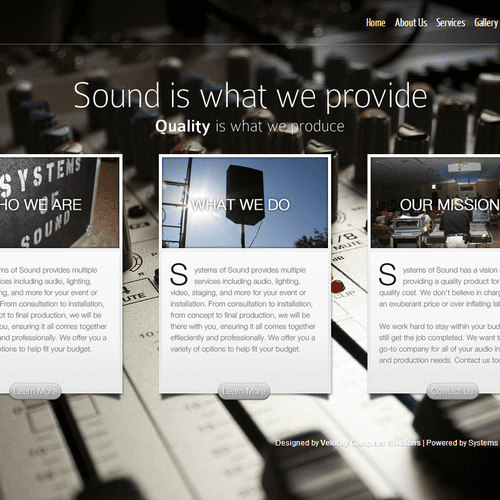 Website for Systems of Sound - www.systemsofsound.