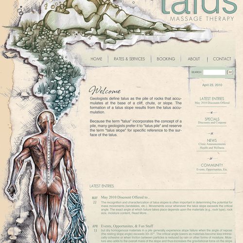 Custom Word Press template for Talus Massage.