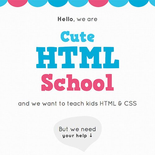 This is the landing page for Cute HTML School, a s