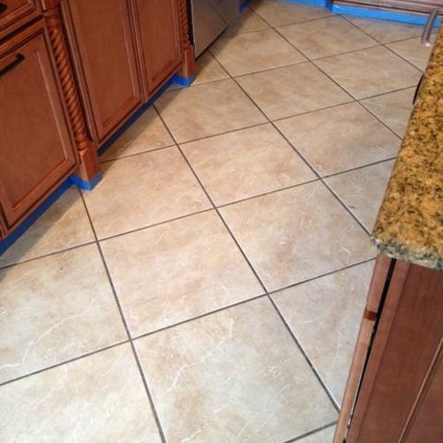 Before:  Dirty grout lines