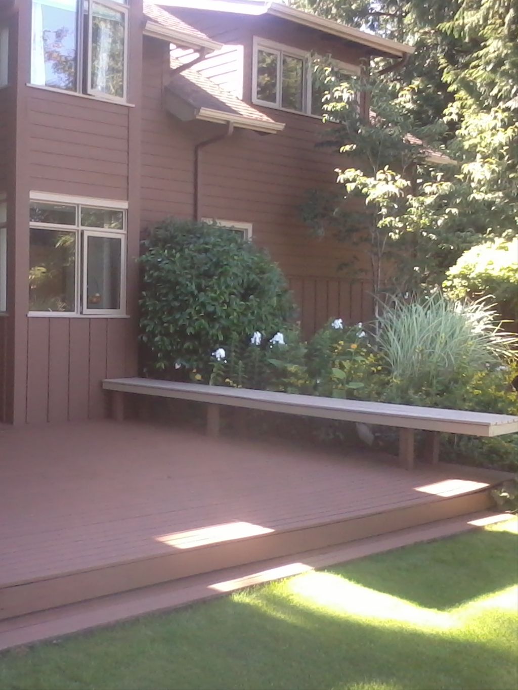 Back deck stained and double doors painted
