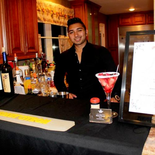 Bartending at a Prom themed birthday party.