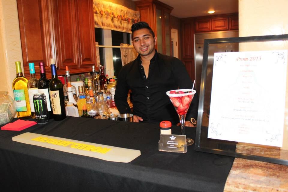 Bartending at a Prom themed birthday party.