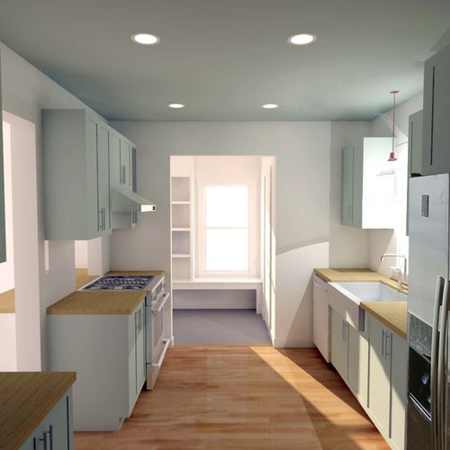 Photorealistic rendering of kitchen renovation pro