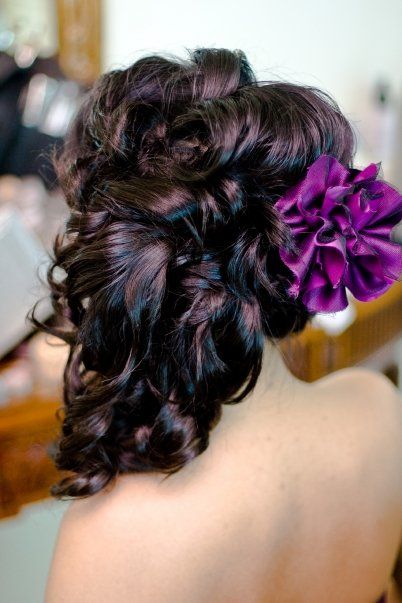 Bridesmaid up-do with hair extensions added.