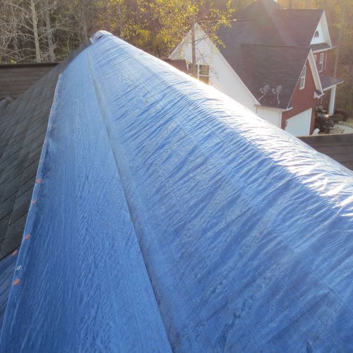 We can cover your storm damage with tarps and make