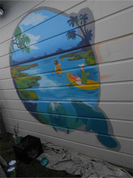 landscape mural on side of client's garage. Now wh