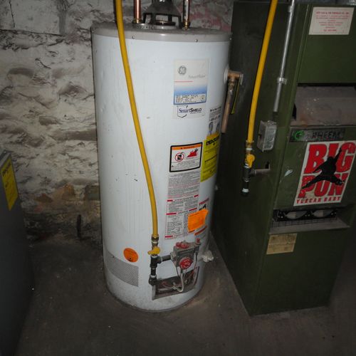 GAS FED HOT WATER HEATER & GAS FURNACE