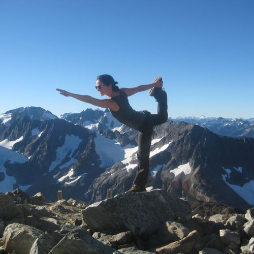 On top of the world. Dancer pose at Sahale Arm, No