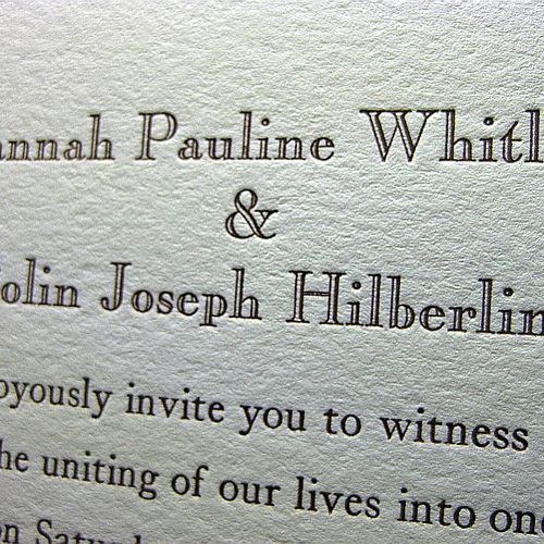 Colin & Hannah's Wedding Stationery was hand set u