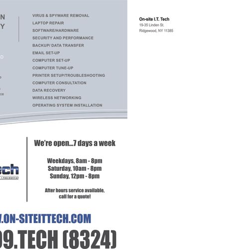 On-site IT Tech Postcard. Special savings! Limited