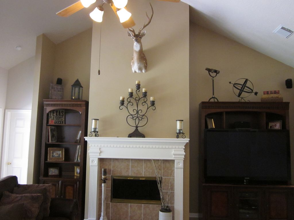 High ceiling accent wall.